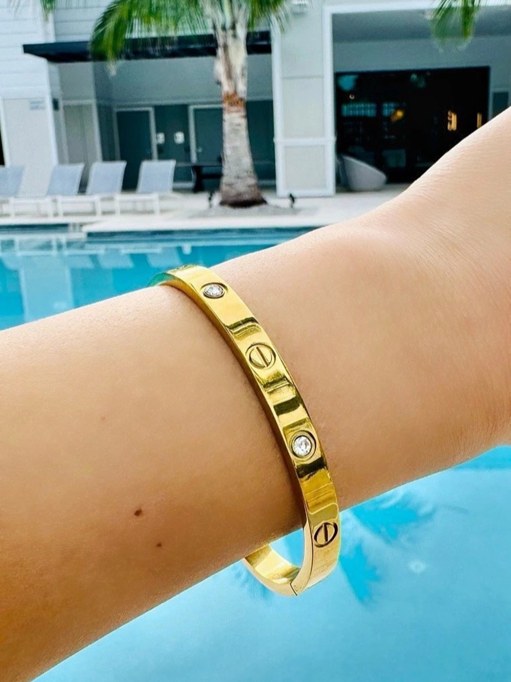 Gold Crystal Screw Love Bracelet